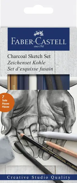 Set desen carbune Faber-Castell 7 piese Set desen carbune Faber-Castell 7 piese