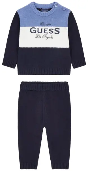 Set din 2 piese Guess - Bluză cu bretele late și pantaloni, albastru, 3-6 luni