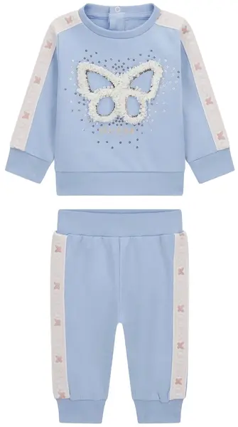 Set din 2 piese Guess - Bluză cu fluture și pantaloni, albastru, 24 luni