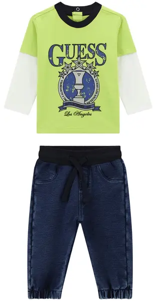 Set din 2 piese Guess - Bluză cu imprimeuri și pantaloni, multicolor, 18 luni