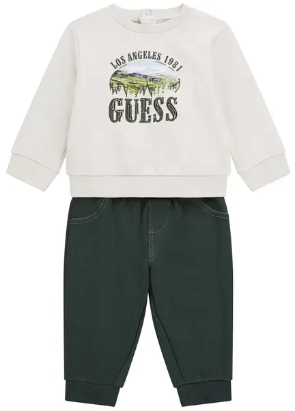 Set din 2 piese Guess - Bluză și pantaloni cu imprimeu, verde, 18 luni