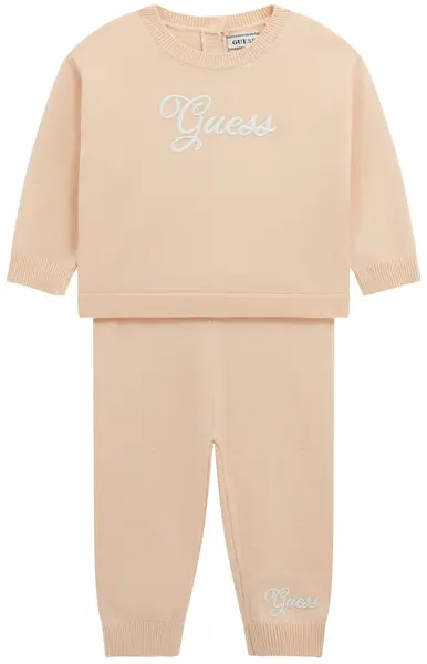 Set din 2 piese Guess - Bluză și pantaloni cu inscripție, roz, 24 luni