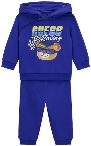 Set din 2 piese Guess - Hanorac cu fermoar și pantaloni, albastru, 18 luni