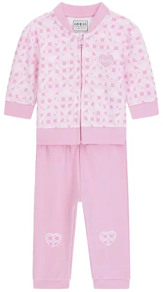 Set din 2 piese Guess - Hanorac cu pantaloni în carouri, roz, 12 luni