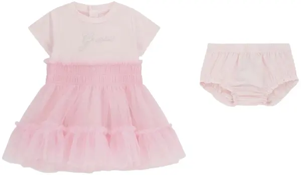 Set din 2 piese Guess - Rochie cu voal și chiloți, roz, 24 luni