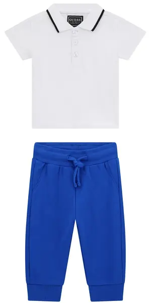Set din 2 piese Guess - Tricou cu guler și pantaloni, multicolor, 18 luni