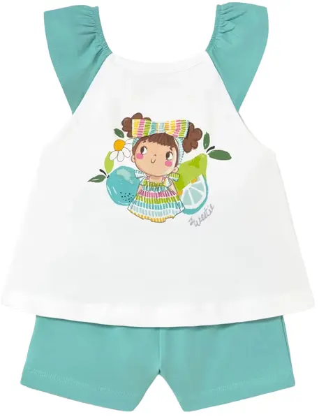 Set din 2 piese Mayoral - Bluza fără mâneci și pantaloni scurți, verde, 12 luni