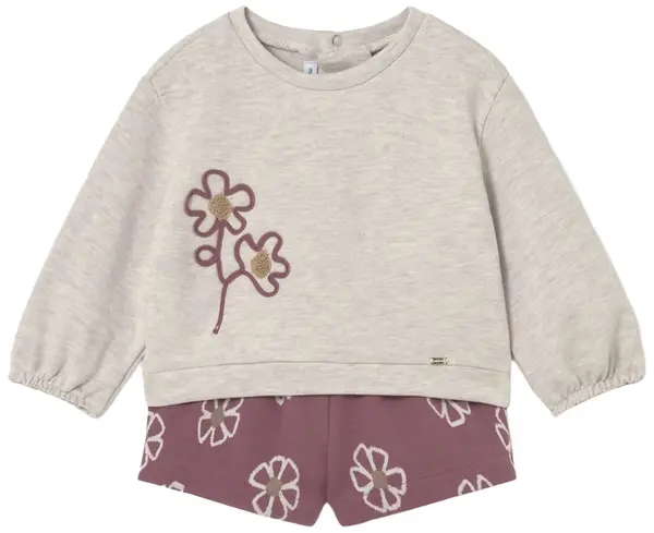 Set din 2 piese Mayoral - Bluză și pantaloni scurți cu imprimeu floral, roz, 18 luni