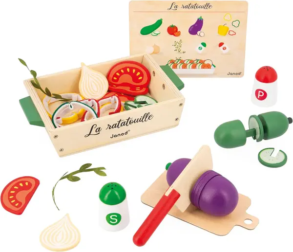 Set din lemn Janod - Ratatouille, 32 de accesorii
