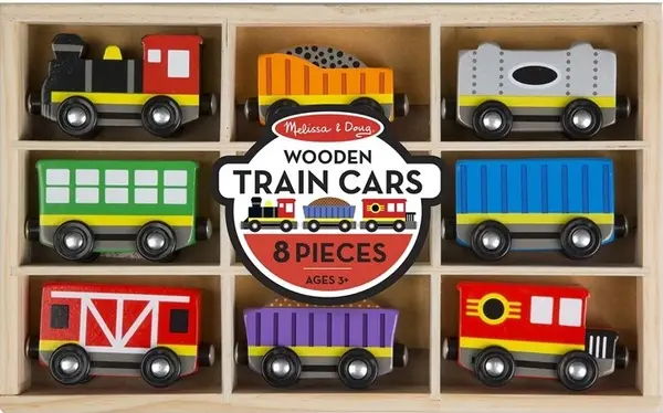 Set din lemn Melissa & Doug - Locomotivă și vagoane