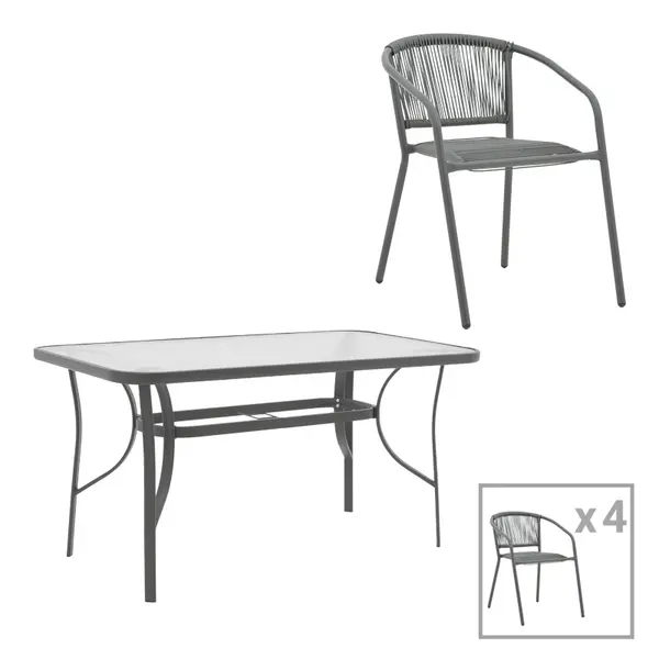 Set dining Ensure-Lindaria, Pako World, Metal, Gri, 120x70x70 cm