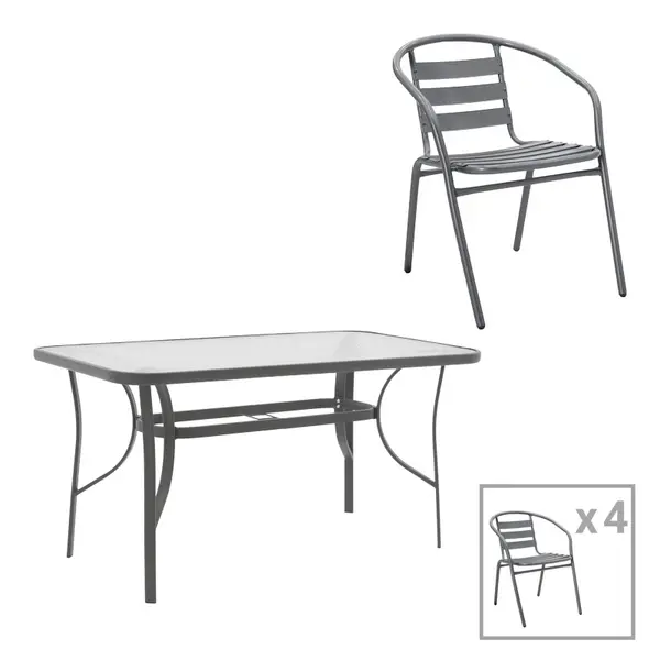 Set dining Ensure-Tade, Pako World, Metal, Gri, 120x70x70 cm
