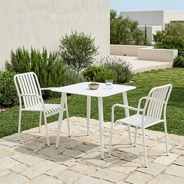 Set dining exterior Heven Vista, 3 piese, Negru-Alb, aluminiu, 80x80x72 cm