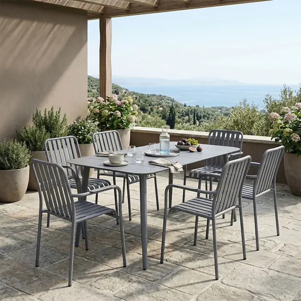 Set dining exterior Heven Vista, 7 piese, aluminiu, Antracit, 150x80x72 cm