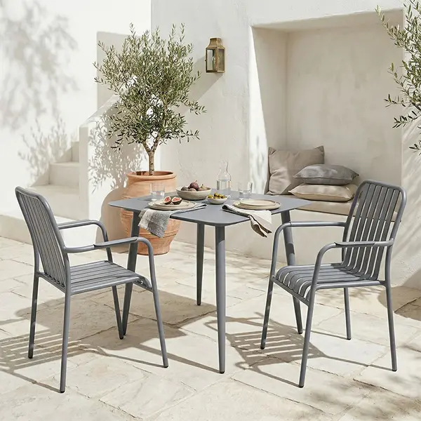 Set dining Heven Vista set 3 piese antracit aluminiu, 80x80x72 cm