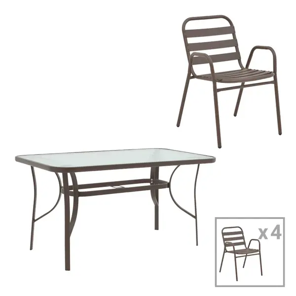 Set dining Sussie-Ensure, Pako World, Metal, Maro, 120x70x70 cm