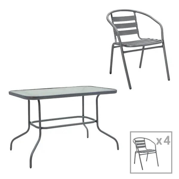 Set dining Valor-Tade, Pako World, Metal, Antracit, 110x60x70 cm