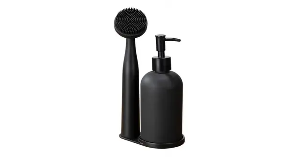 Set dispenser sapun lichid si perie pentru bucatarie Wenko Black Outdoor Kitchen Piedo 55077100