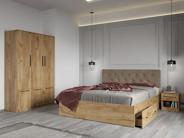 Set dormitor complet Stejar Auriu - Madrid - C01