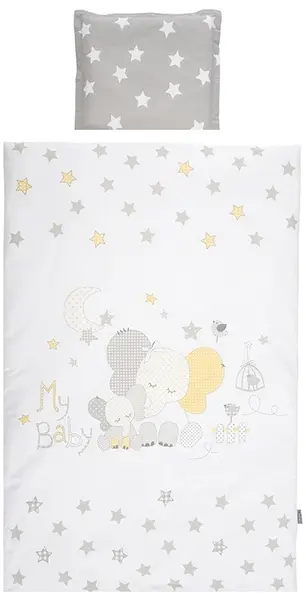 Set dormitor cu 5 piese Lorelli - Cosy, Elephant, Grey Stars