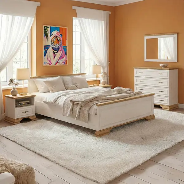 Set Dormitor cu Pat, Jaden, Lemn, 160x200 cm