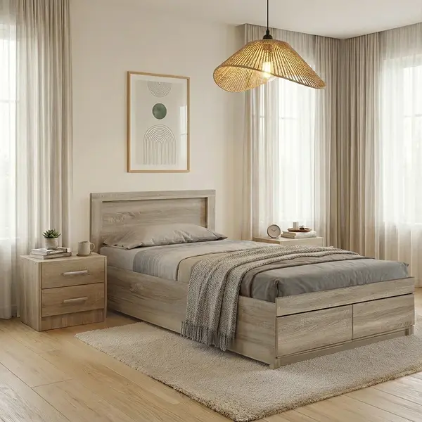 Set dormitor cu pat Olympus Sonoma, lemn, 120x200 cm
