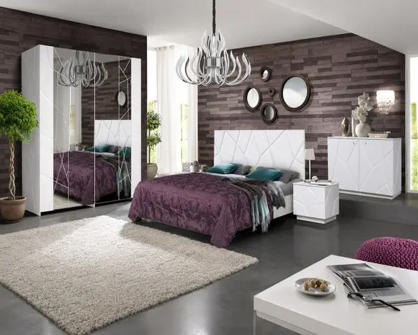 Set Dormitor Kenzo P160 Alb Lucios