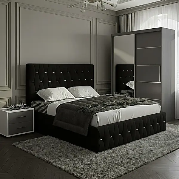 Set dormitor Nova Negru cu Dulap Atlantic 150 Gri