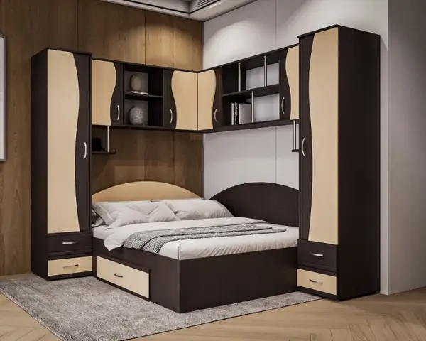 Set Dormitor Tineret Colt S, Wenge+Mesteacan 187x51 247x200 cm