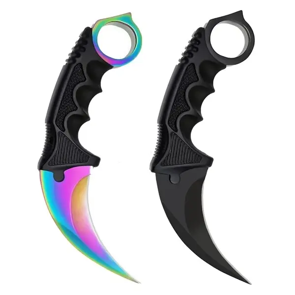 Set doua cutite karambit, 19 cm, multicolor negru, teaca inclusa