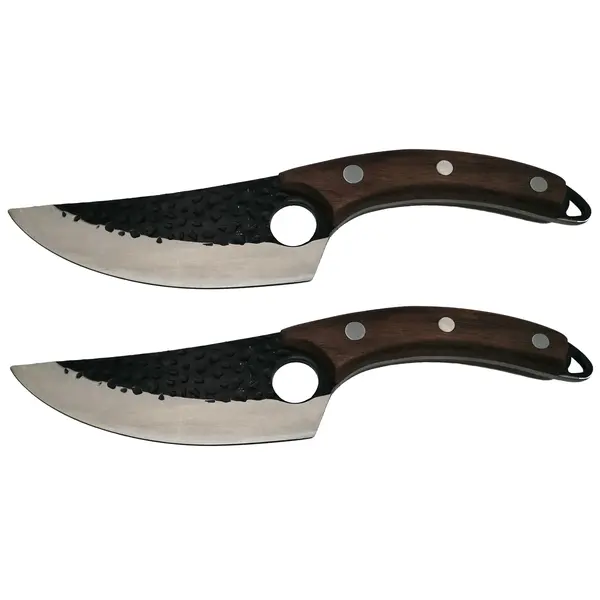Set doua cutite macelarie DEPOX , lucrate manual, Cool Cook, 27.5 cm, maro, teaca inclusa