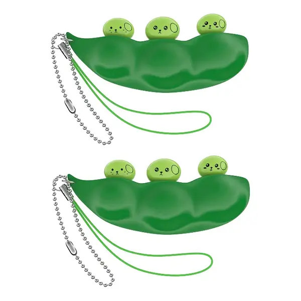 Set doua jucarii antistres DEPOX , pastaie de mazare, tip breloc, 6.5 cm, verde