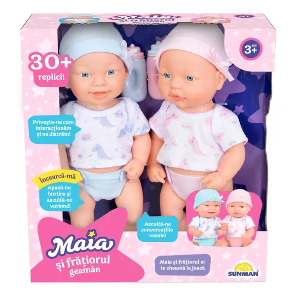 Set doua papusi bebelusi Maia si fratiorul geaman