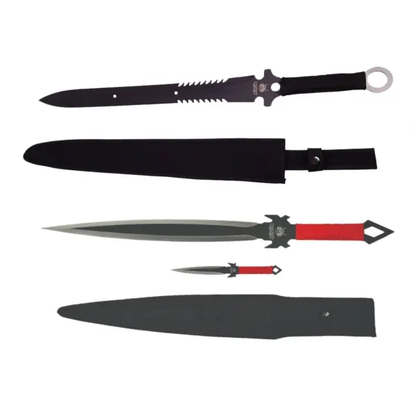 Set doua sabii de vanatoare, DEPOX , 68.5 cm, cutit de aruncat inclus