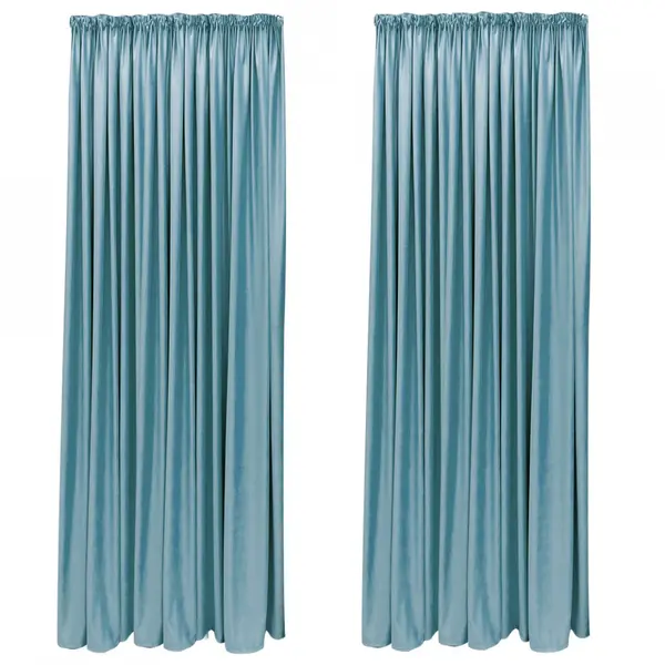 SET DRAPERIE CATIFEA VELVET CU REJANSA DE 8 CM ALBASTRU DESCHIS