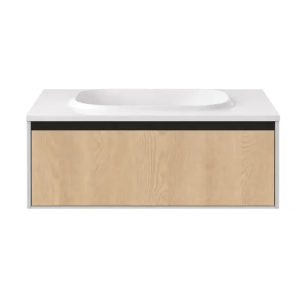 Set dulap baie cu lavoar inclus Kolpasan Pandora, 110 cm, stejar