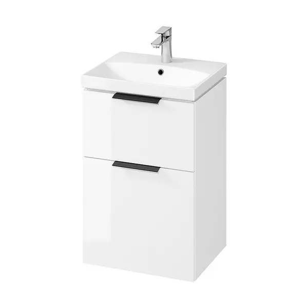Set dulap baie suspendat 2 sertare cu lavoar Cersanit City inclus, 50 cm, alb