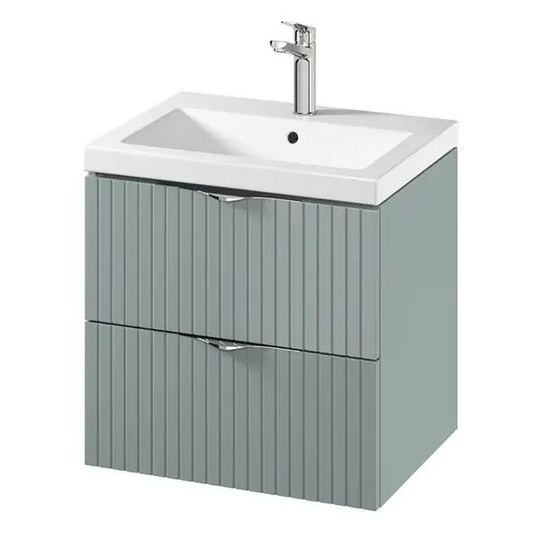 Set dulap baie suspendat 2 sertare lavoar inclus, 60 cm, culoare fiord mat, MDF, Cersanit Tirso