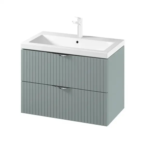 Set dulap baie suspendat 2 sertare lavoar inclus, 80 cm, culoare fiord mat, MDF, Cersanit Tirso
