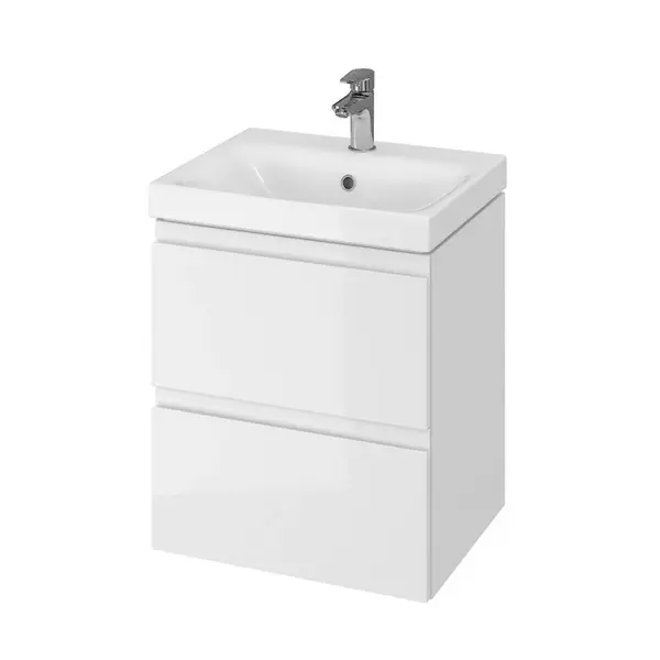 Set dulap baie suspendat alb cu lavoar, montat, 50 cm, Cersanit Moduo