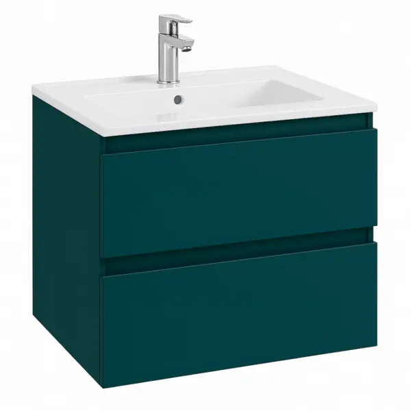 Set dulap baza suspendat Defra Como verde cu lavoar compozit Flex 60