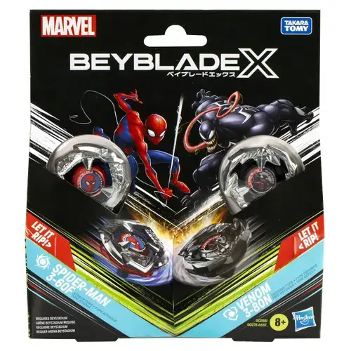 Set duo Beyblade X - Marvel, Spider Man 3-60F si Venom 3-80N