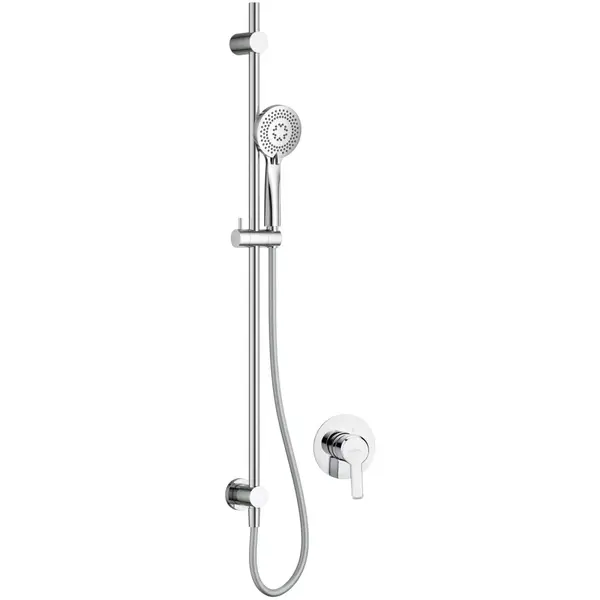 Set dus cu bara 95 cm, para dus, furtun de dus si baterie dus incastrata Deante Arnika crom lucios