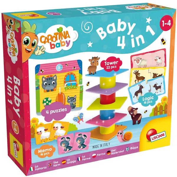Set educational 4 in 1 Lisciani Giochi - Puzzle, turn, memoriu și joc de logică