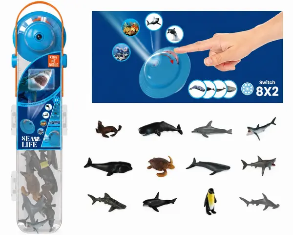 Set educativ animale marine cu proiector si figurine