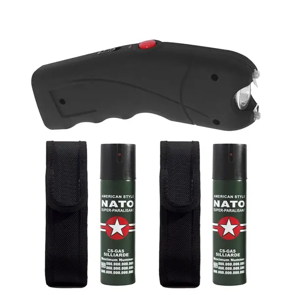 Set electrosoc TW 309, 2.5 mil V, 12 cm si doua sprayuri paralizante , DEPOX , propulsie jet, 60 ml