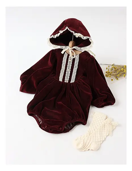 Set elegant catifelat premium, Josephine, burgundy