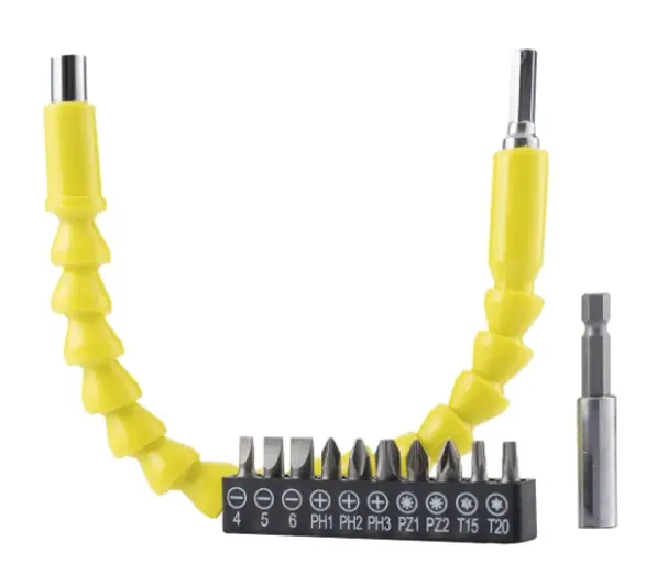 Set extensor flexibil pentru masina de insurubat cu 10 biti si adaptor