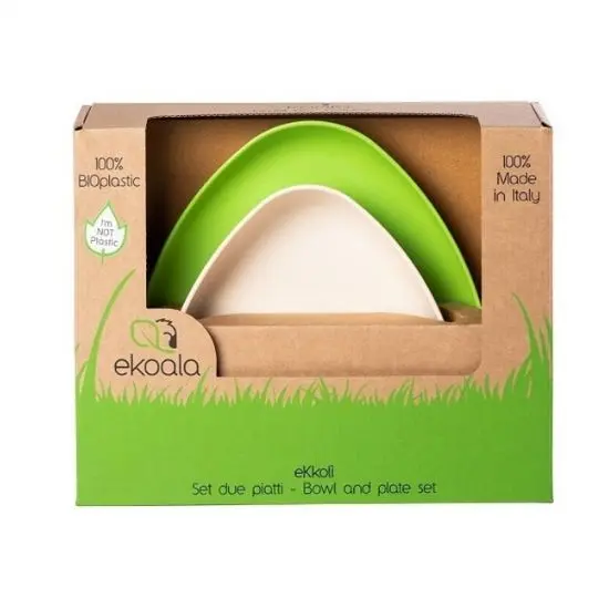 Set farfurii - Bioplastic - Verde-Alb | eKoala