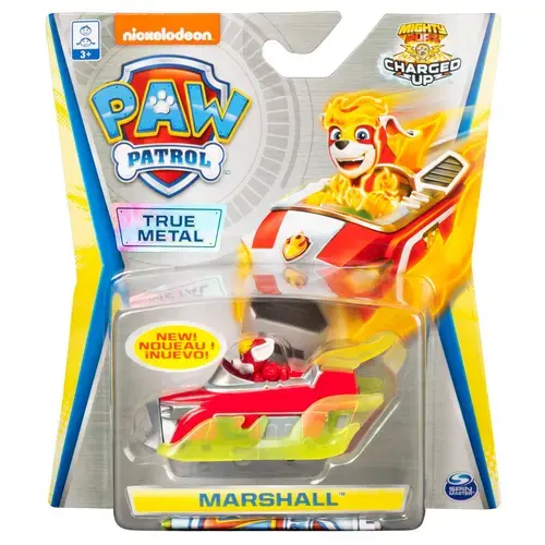 Set figurina cu vehicul Paw Patrol True Metal Charged Up, Marshall